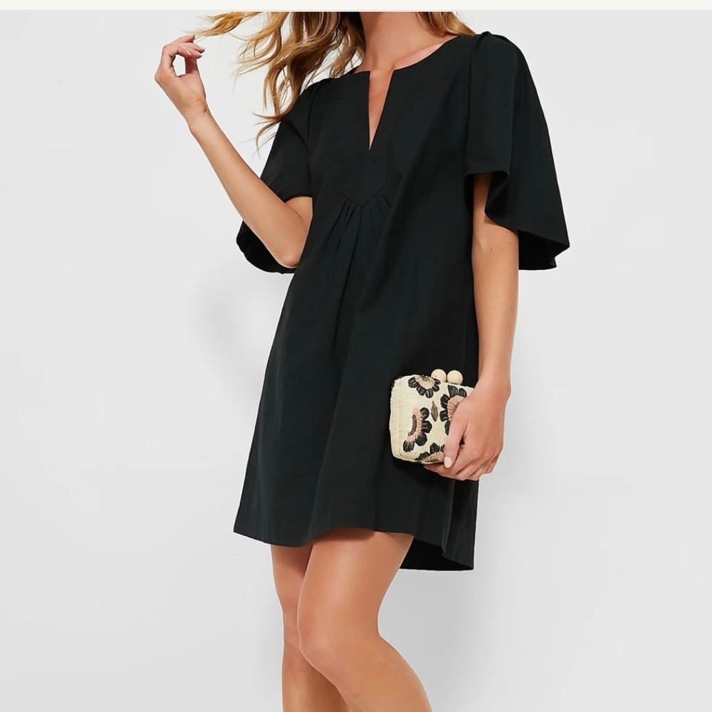 Black Finley Flutter Sleeve Dress
